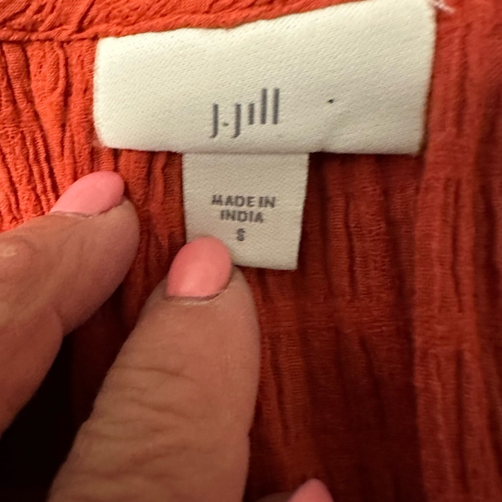 J. Jill Terracotta Embroidered Dress Boho Textured Cotton Shift | Size Small - Picture 10 of 11